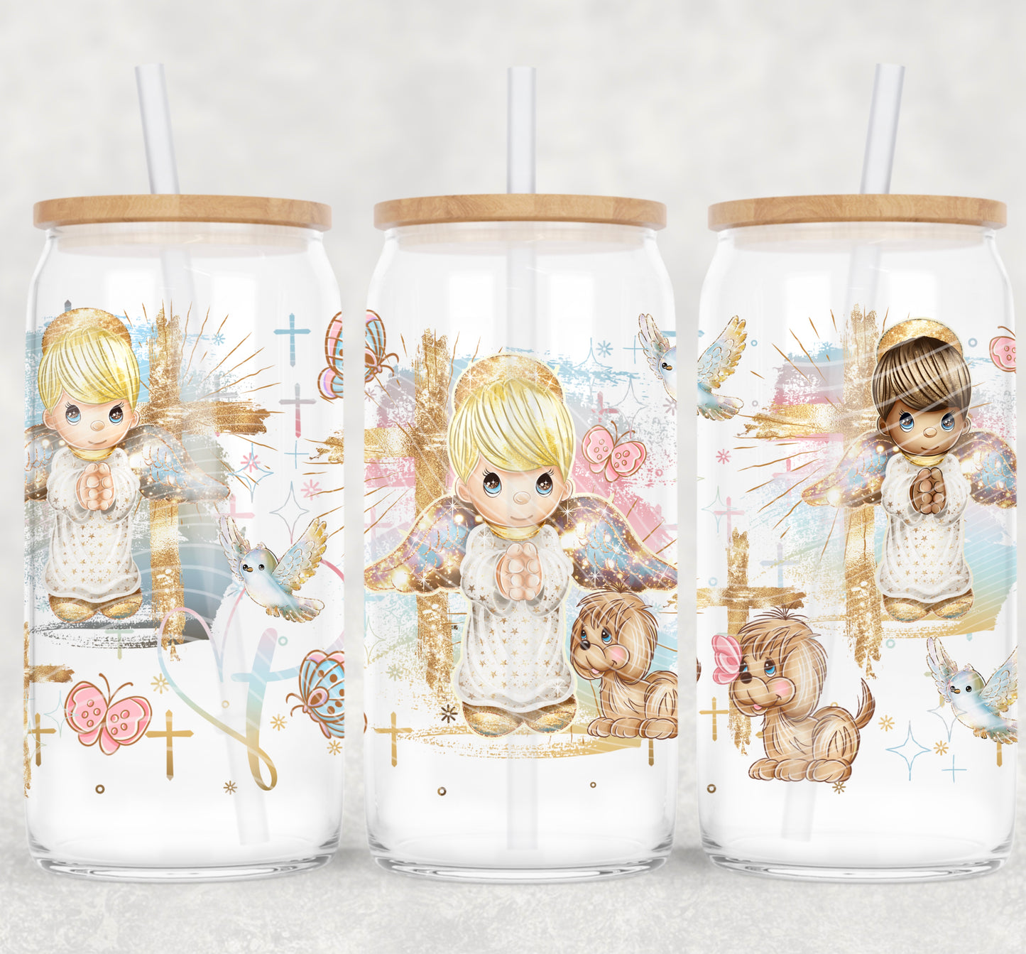 16oz Jesus Loves Me Frosted Libbey Cup#325