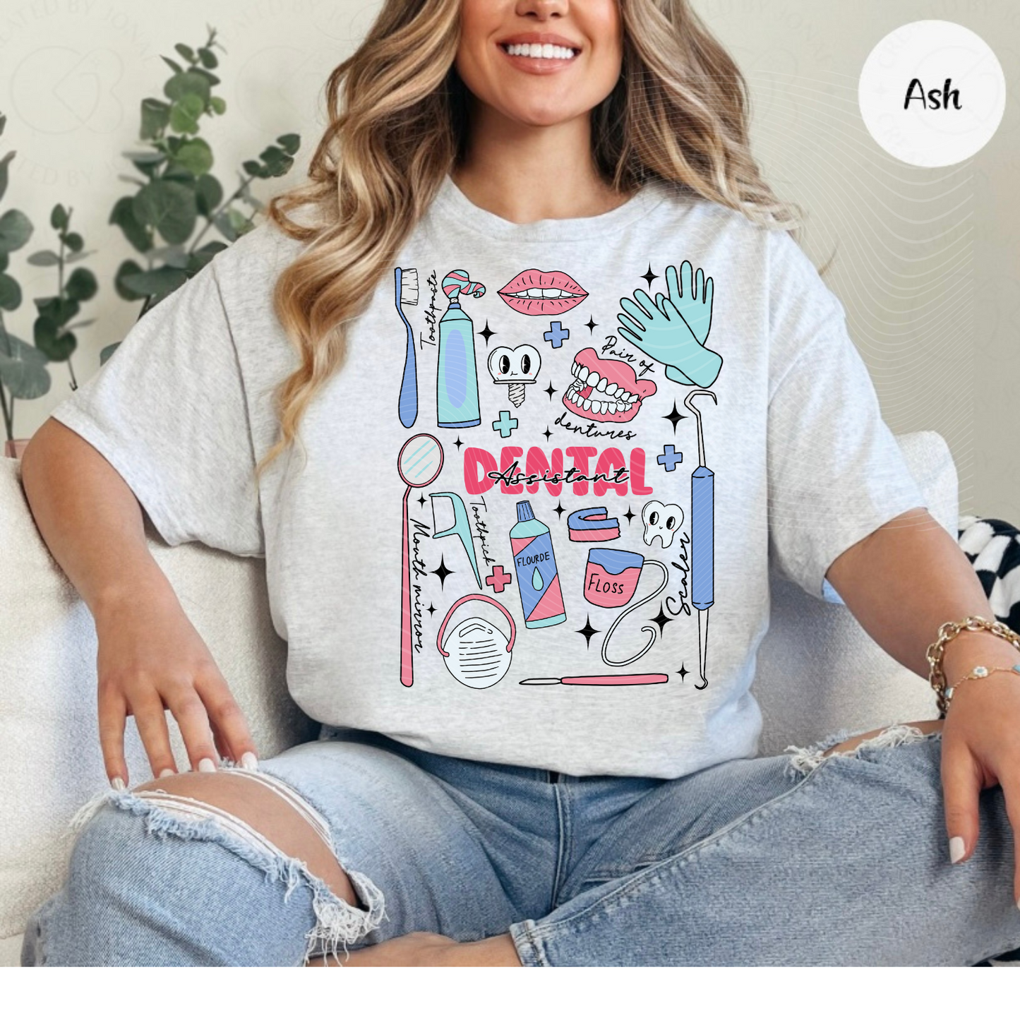 Dental Assistant Doodle Occupational Tee