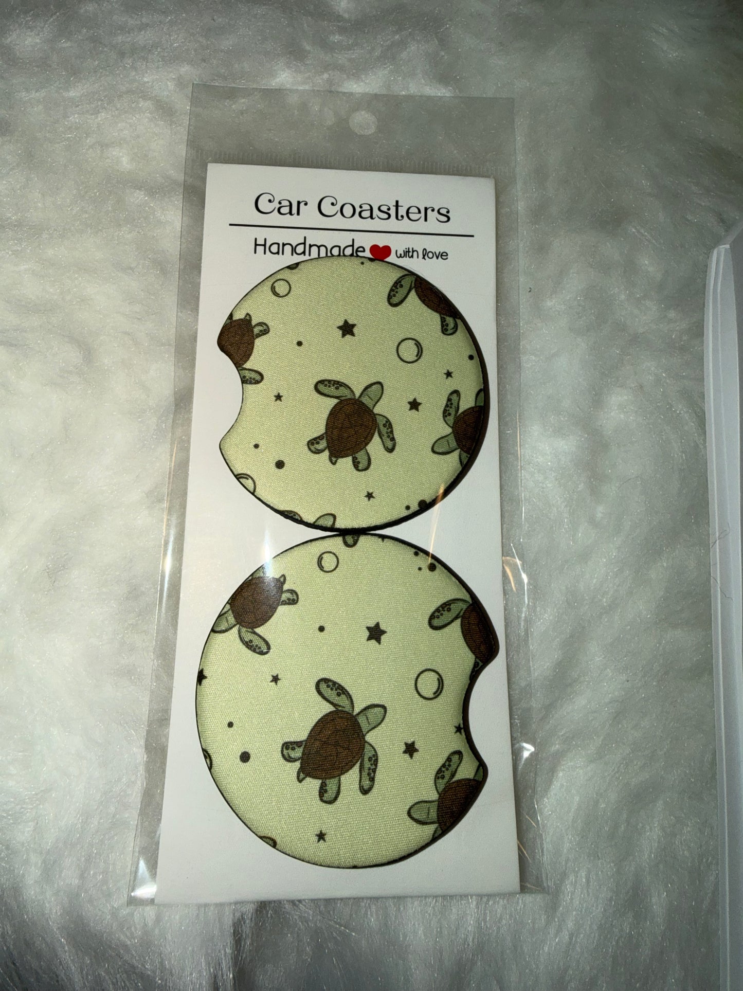 Sea Turtle Seamless Print Car Coaster Set