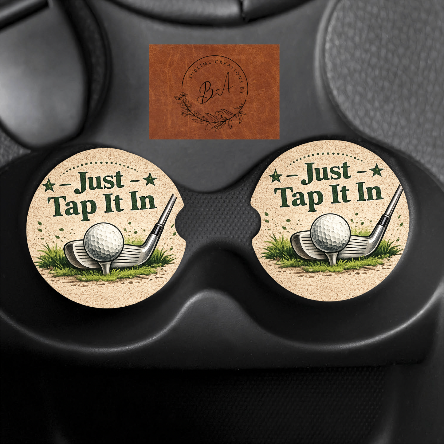 Just Tap it In Golf Car Coaster Set