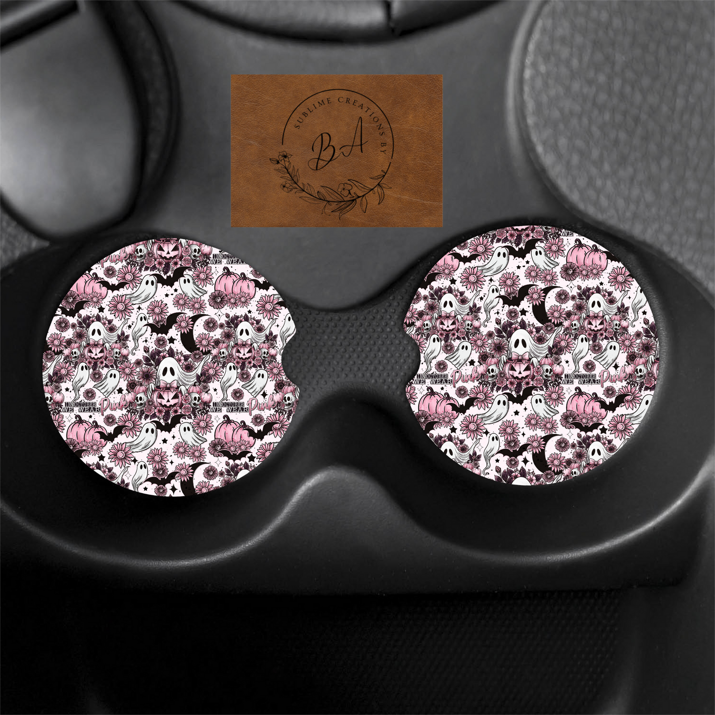 In Oct we wear Pink Car Coaster Sets