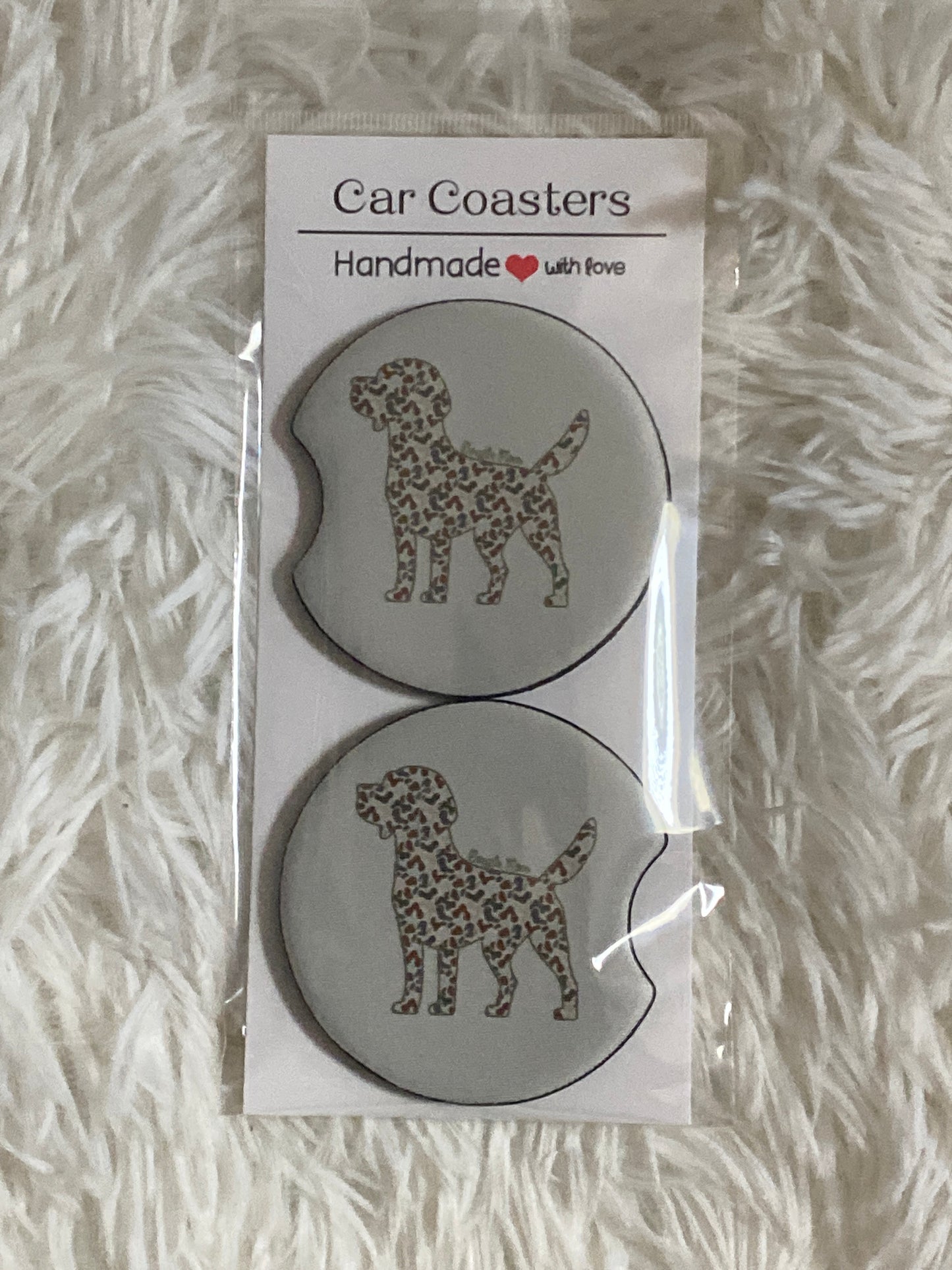 Camo Beagle Mom Print Car Coaster Set