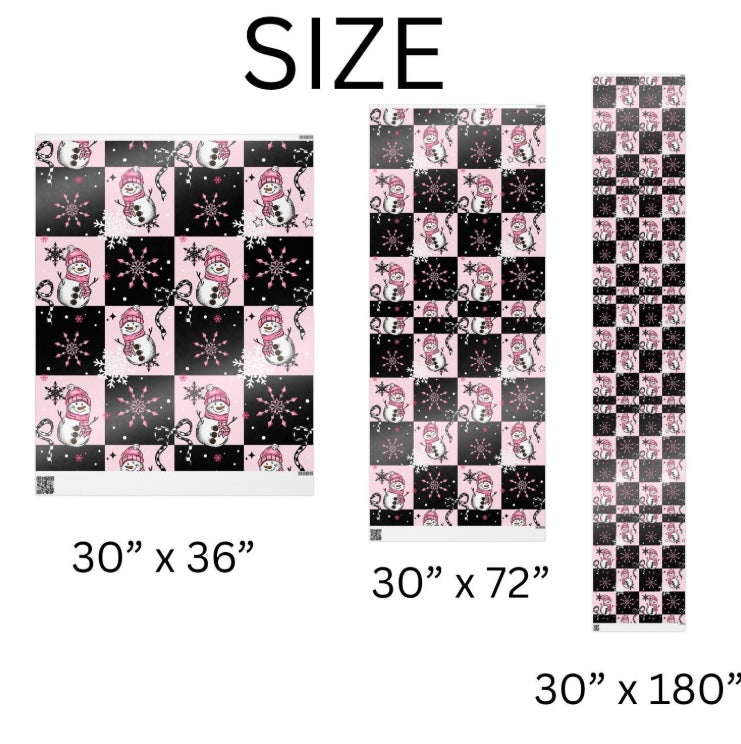 Festive Wrapping Paper- Pink Snowman