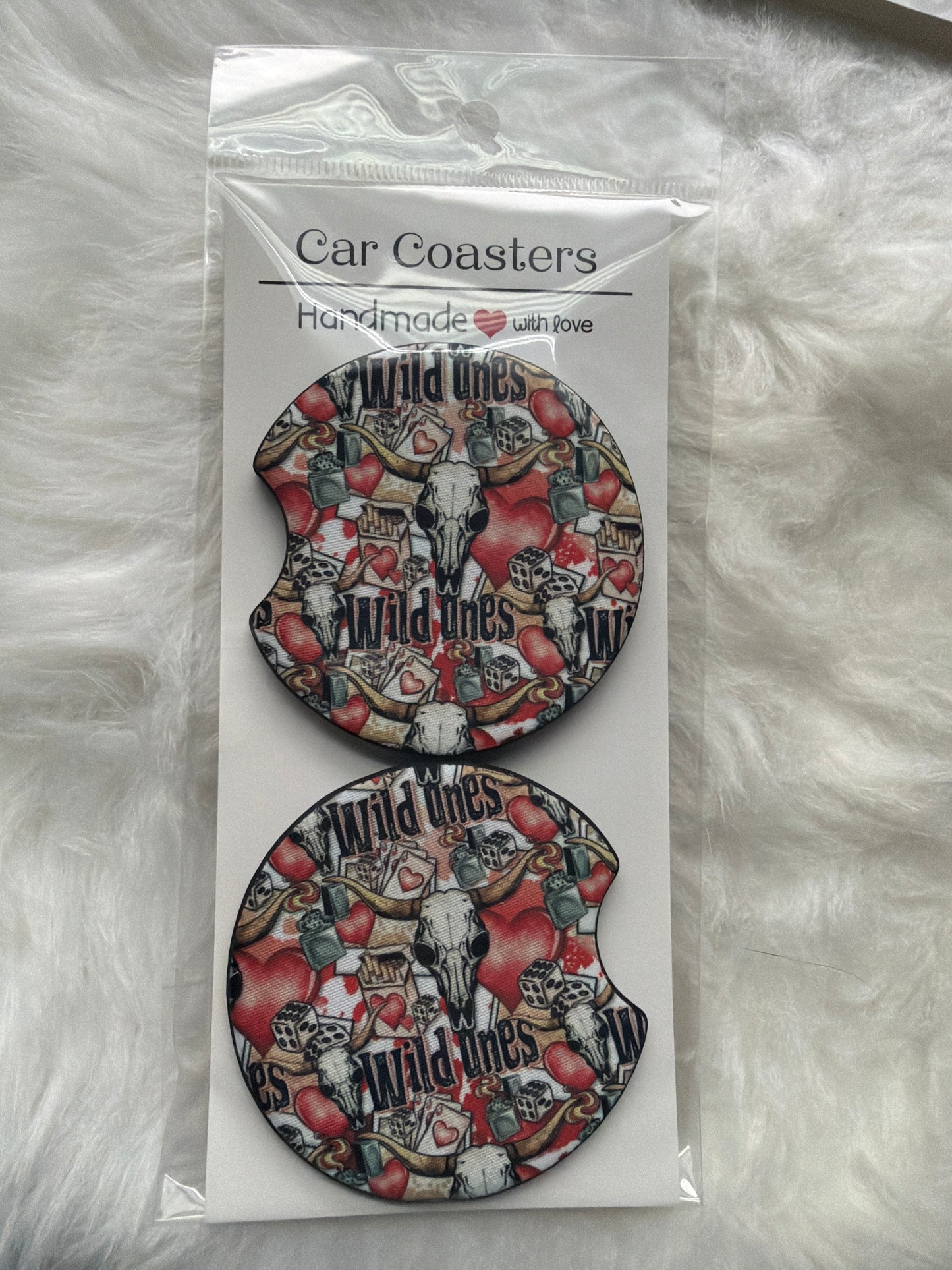 Wild Ones Print Car Coaster Set