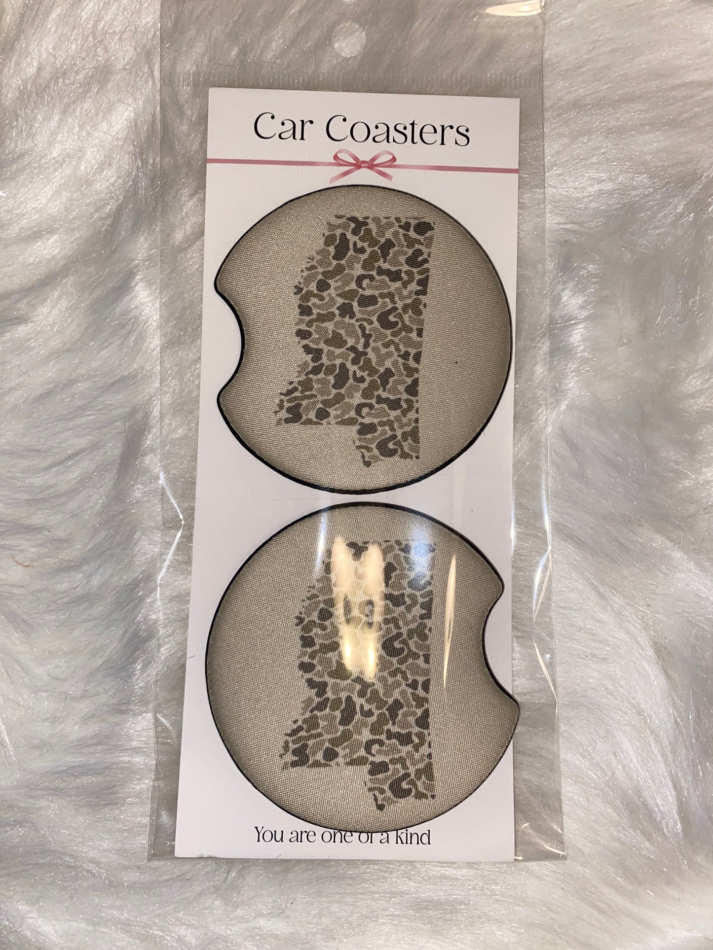 Camo Mississippi Print Car Coaster Set