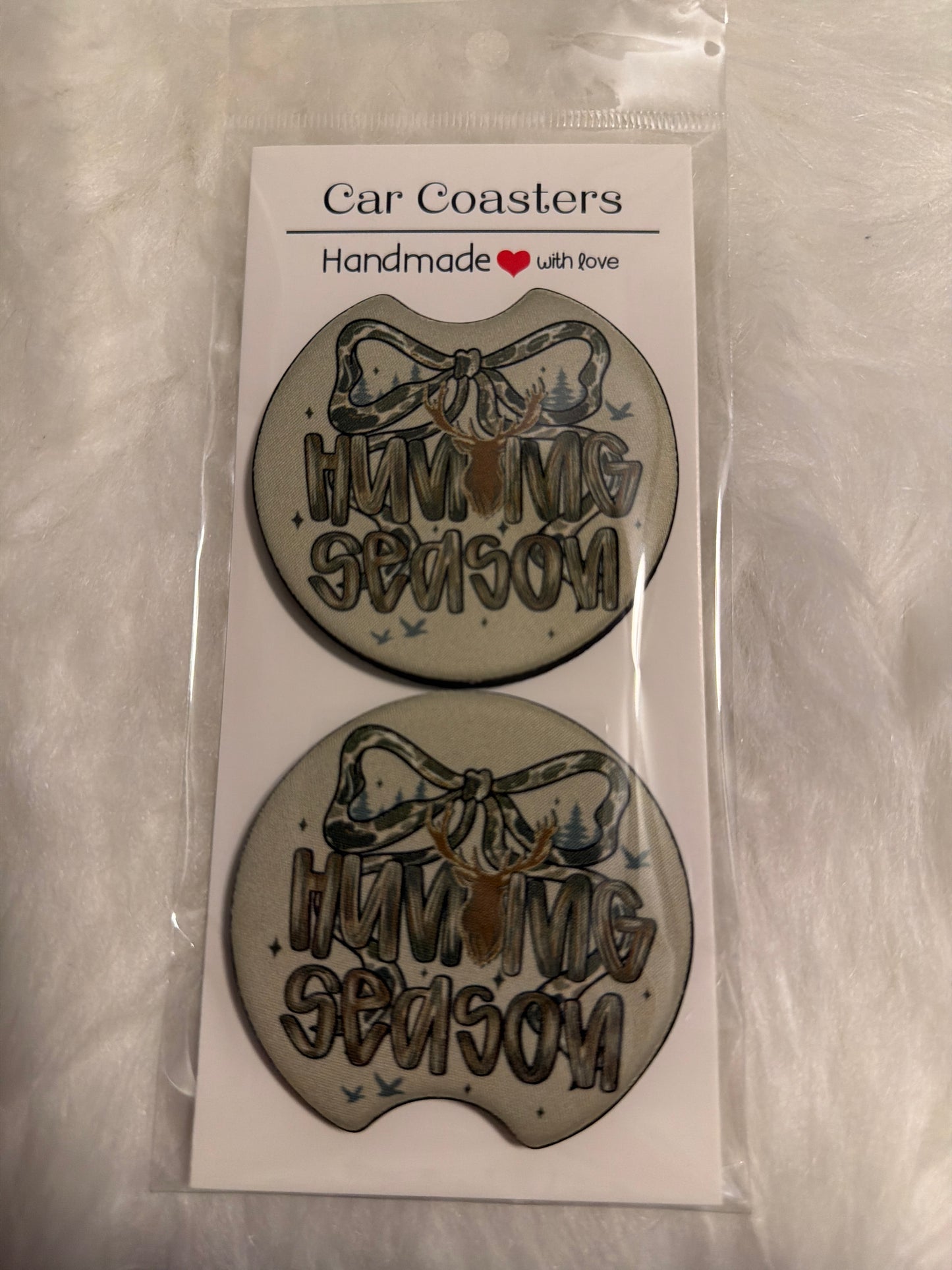 Hunting Season Camo Print Car Coaster Set