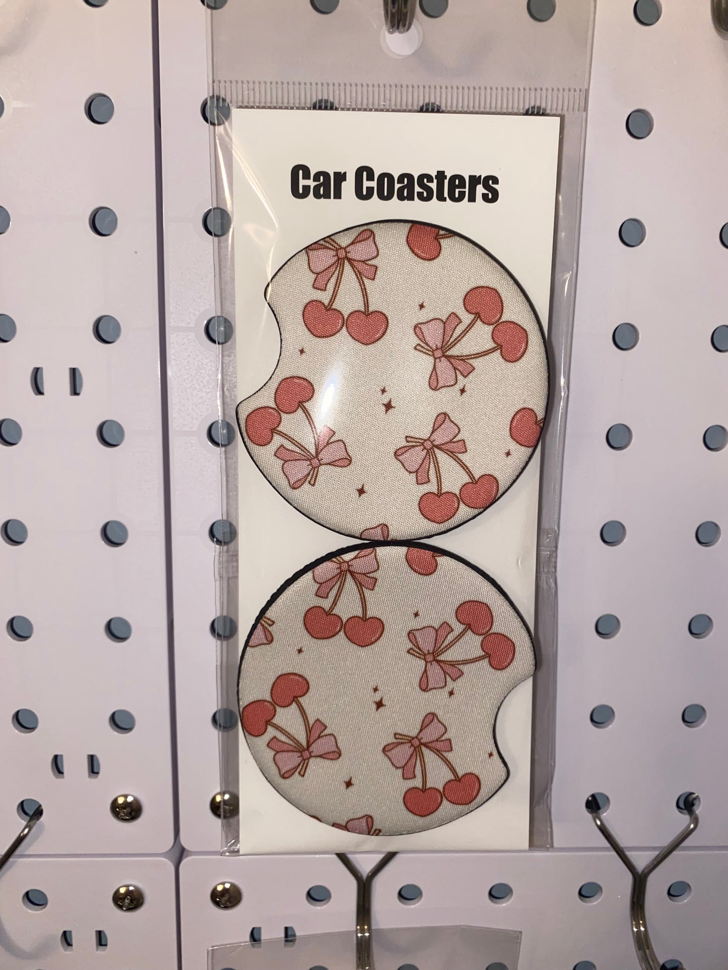 Cherry Coquette Print Car Coaster Set