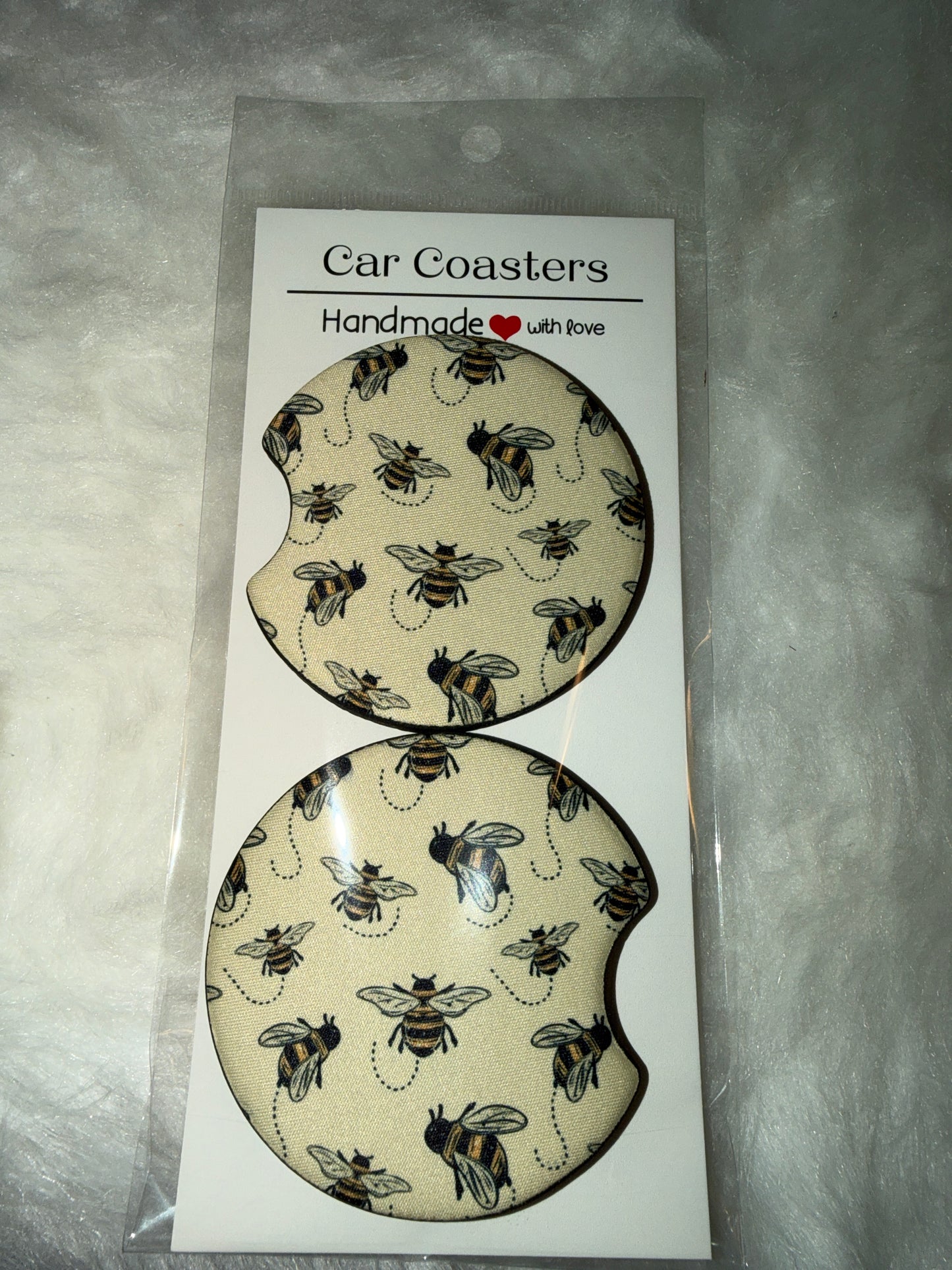 Bees Seamless Car Coaster Set