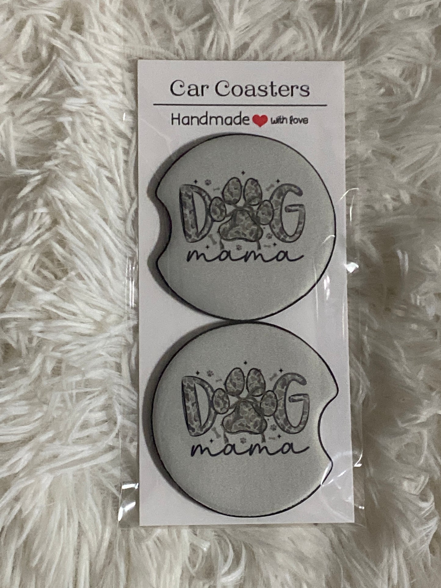 Camo Dog Mama Print Car Coaster Set