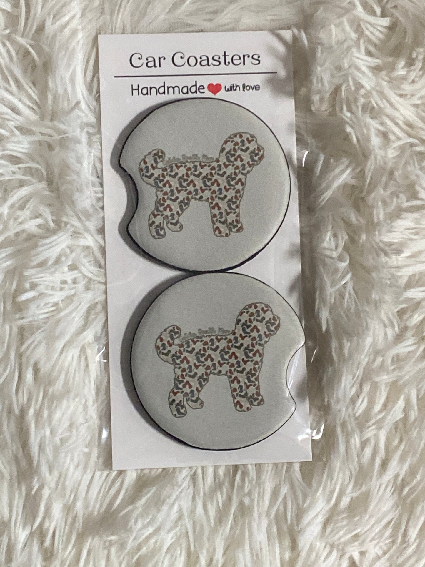 Camo Golden Doodle Mom Print Car Coaster Set