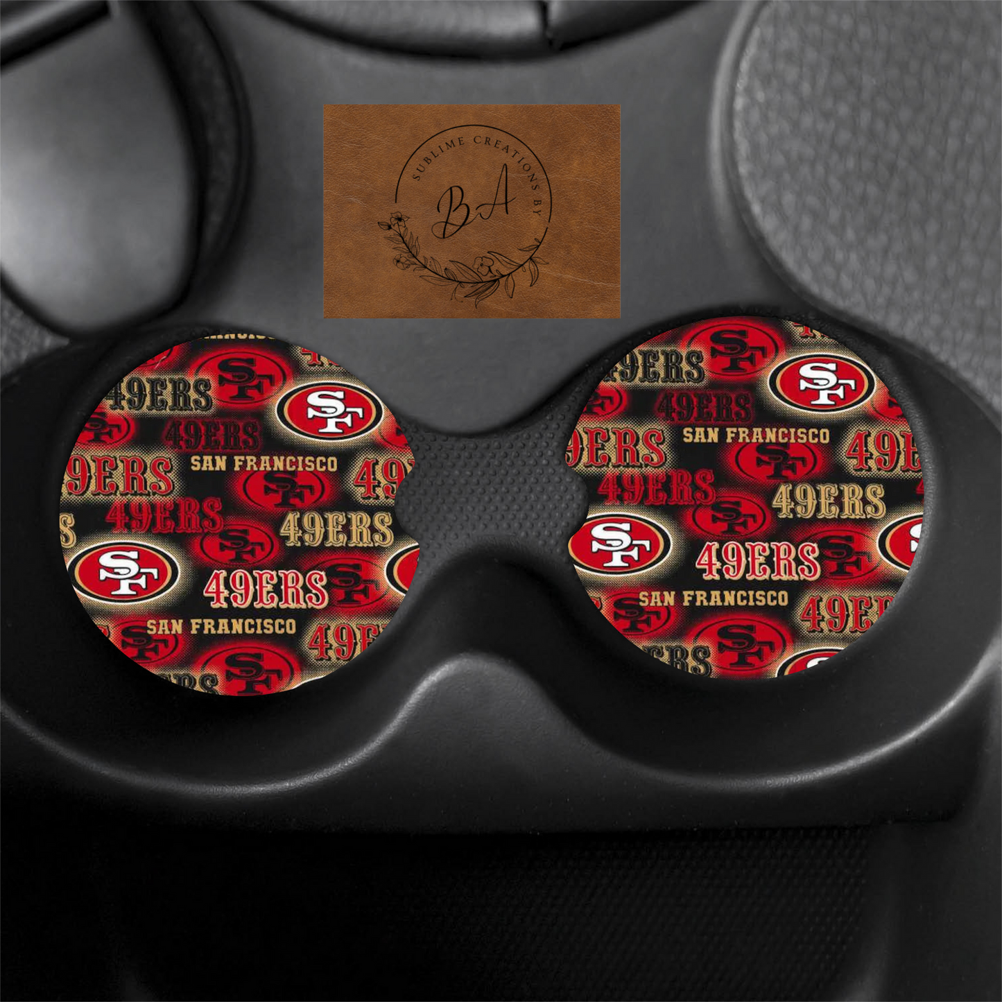 49ers Print Car Coaster Set
