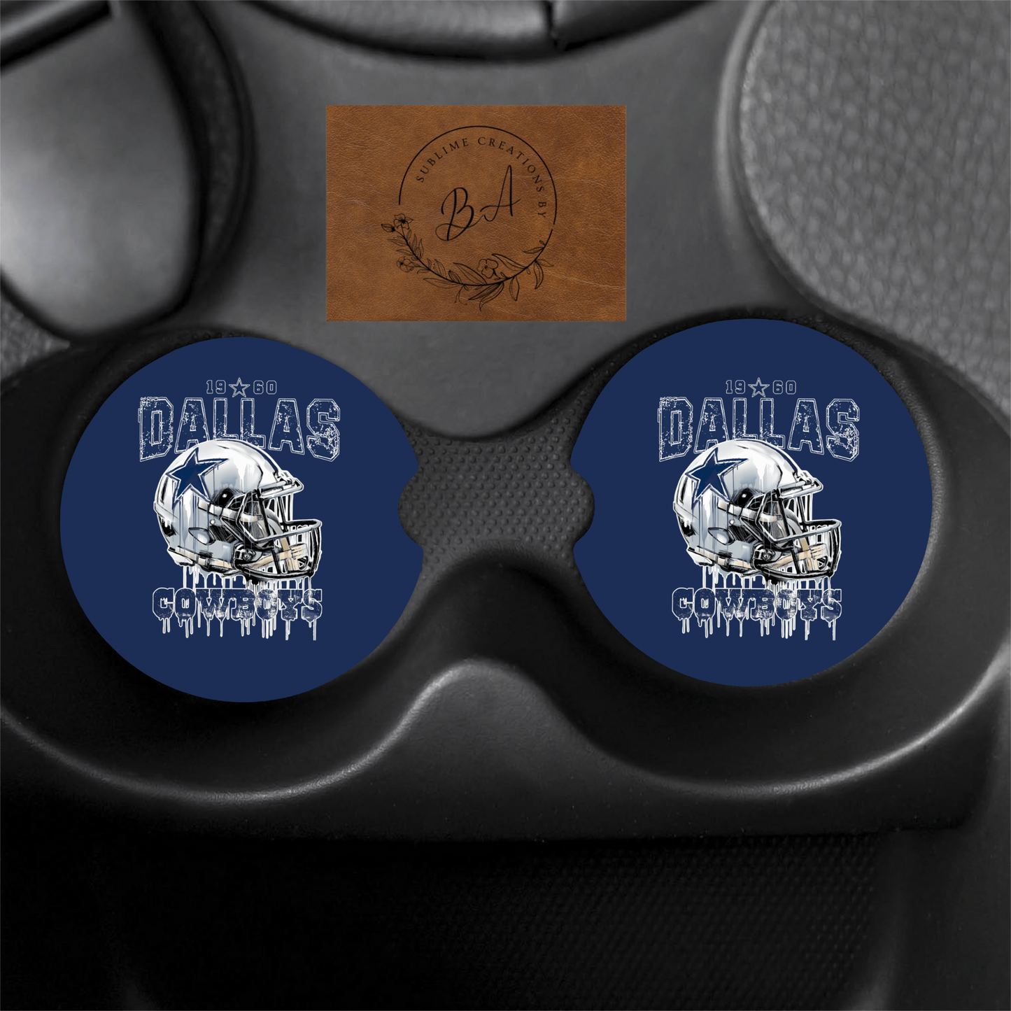 Cowboys Print Car Coaster Set