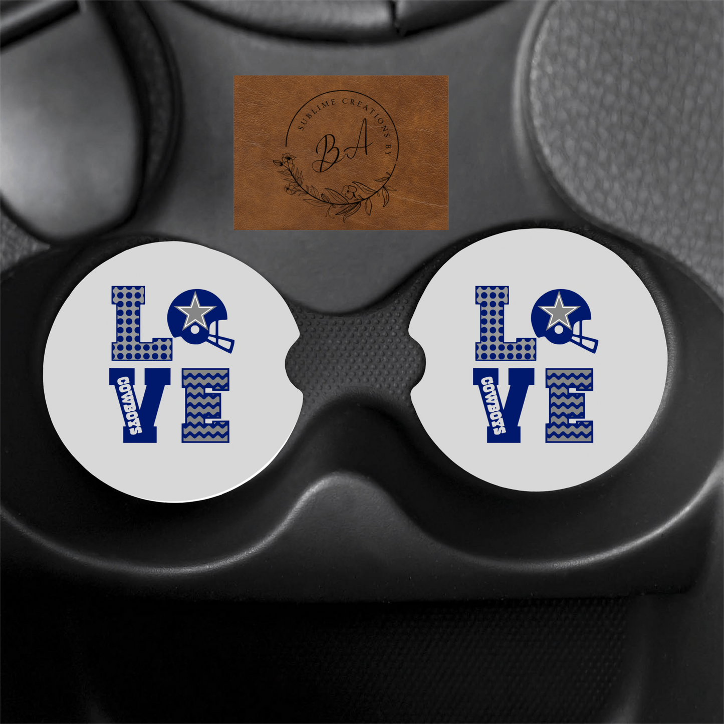 Cowboys Print Car Coaster Set