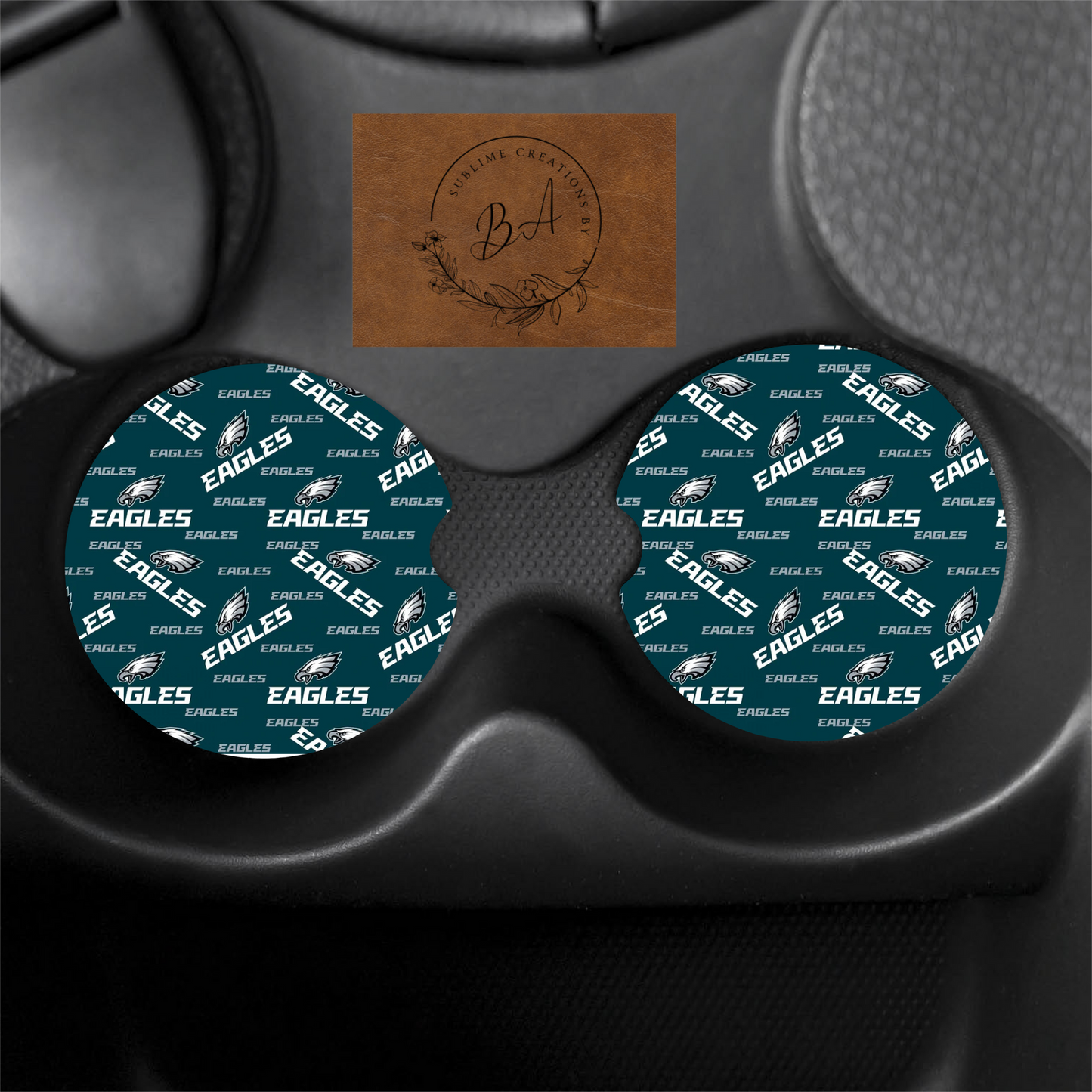 Eagles Print Car Coaster Set