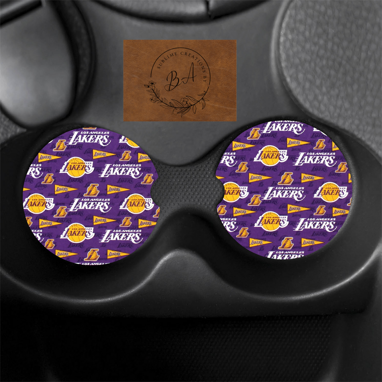 Lakers Print Car Coaster Set