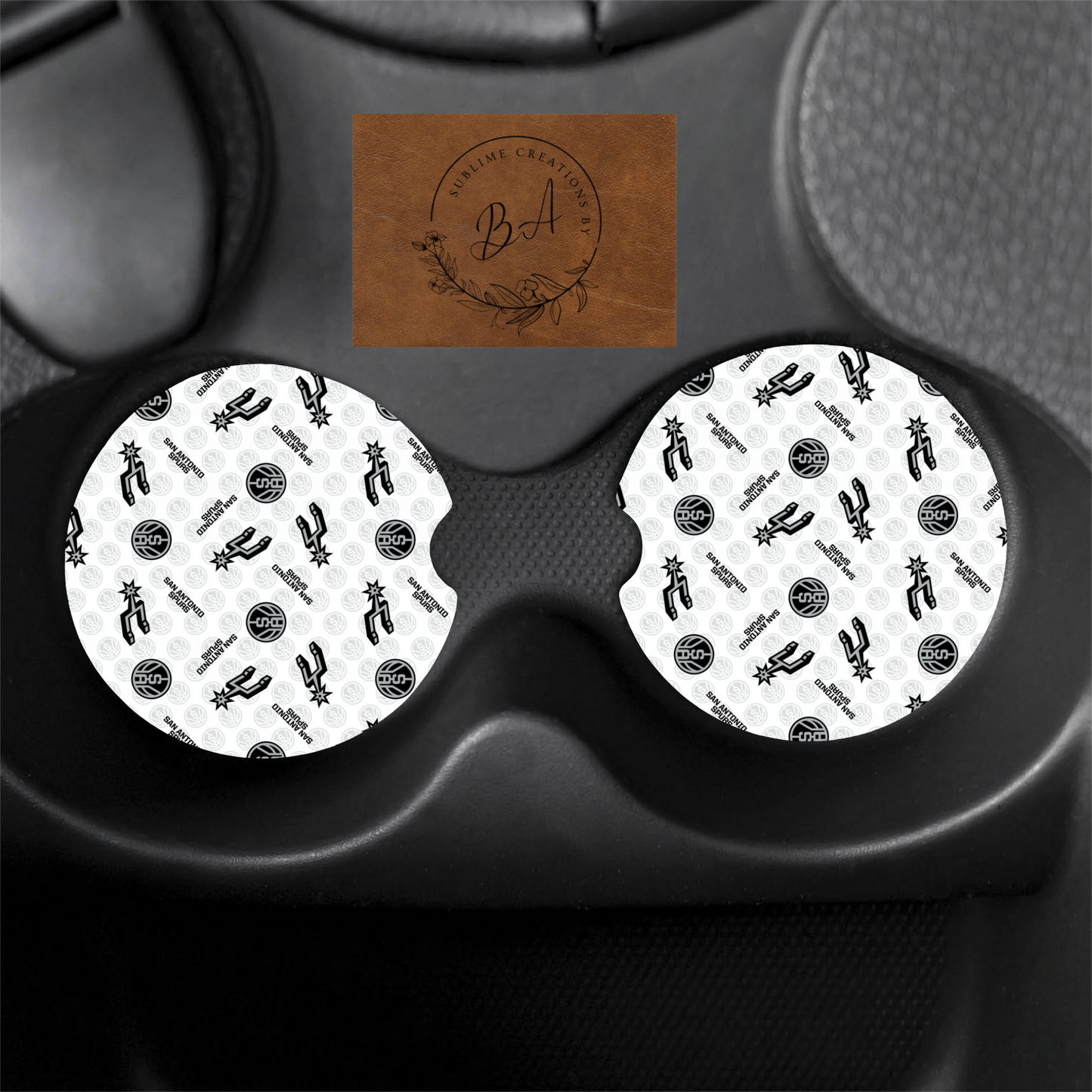 Spurs Print Car Coaster Set