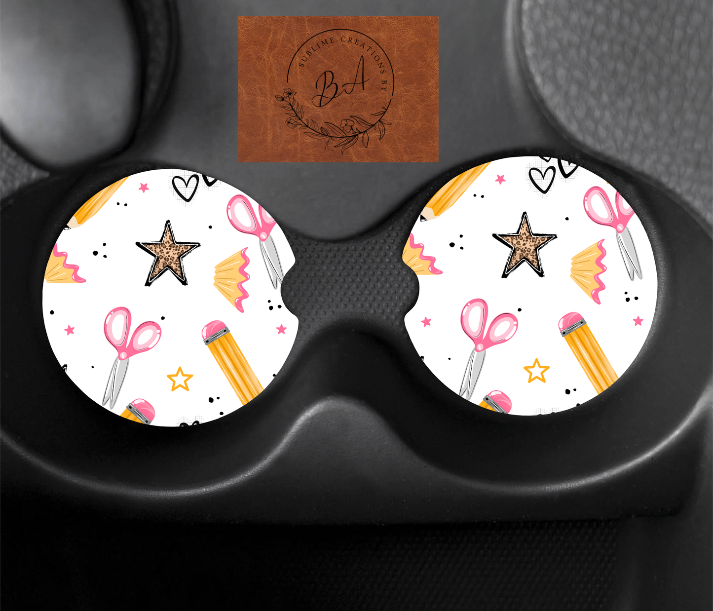 Pencil Leopard Star Seamless Car Coaster Set