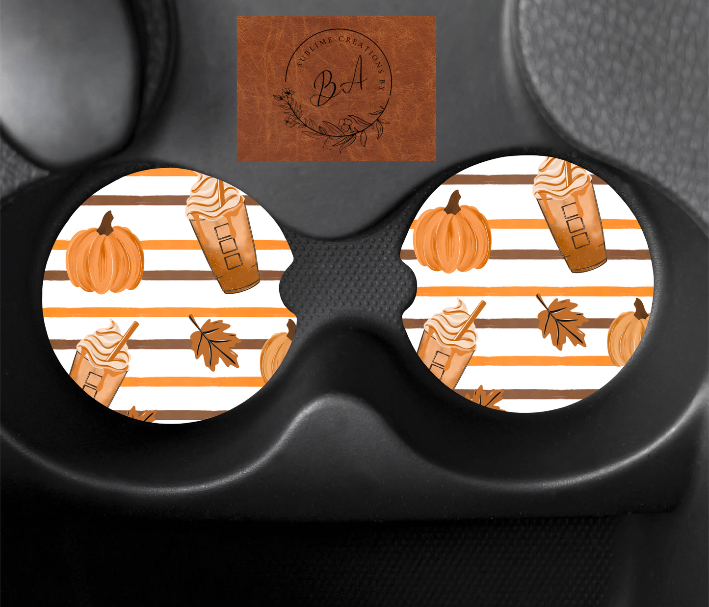Pumpkin Spice Seamless Car Coaster Set