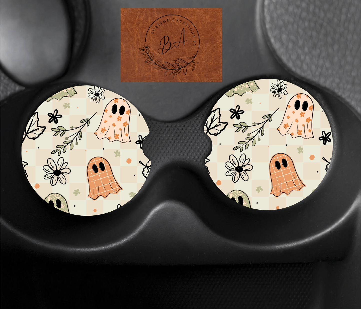 Ghostie Leaves Seamless Car Coaster Sets