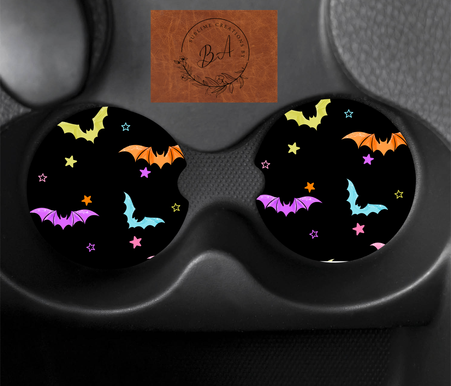 Colorful Bats Seamless Car Coaster Sets