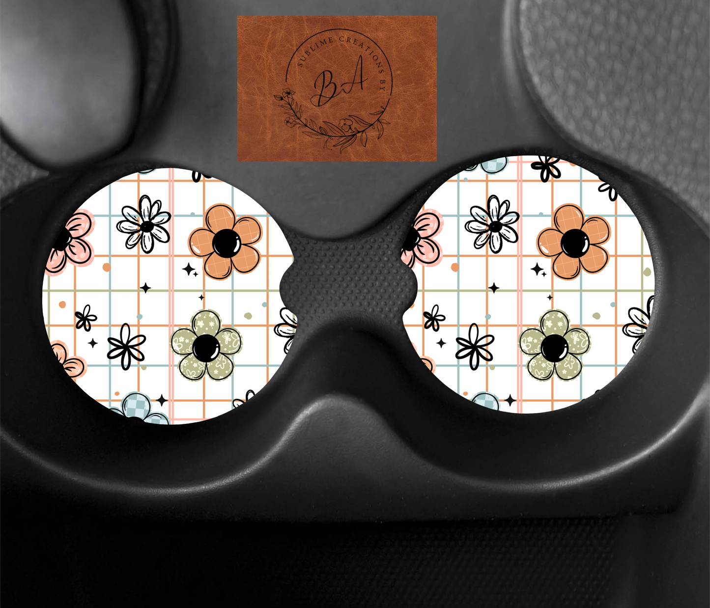 Daisies Seamless Car Coaster Sets