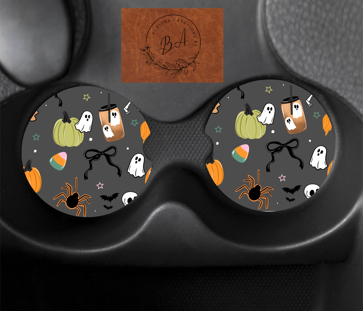 Halloween Things Seamless Car Coaster Sets