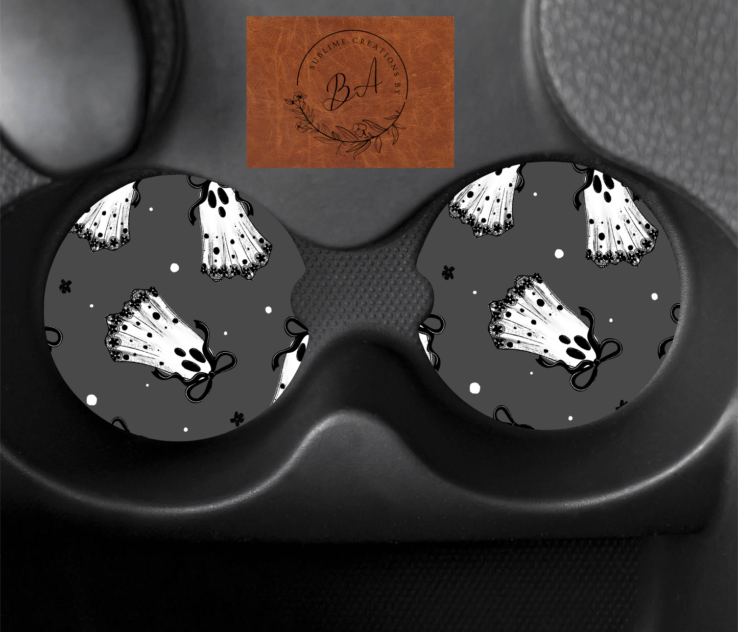Boo Lace Ghost Car Coaster Set