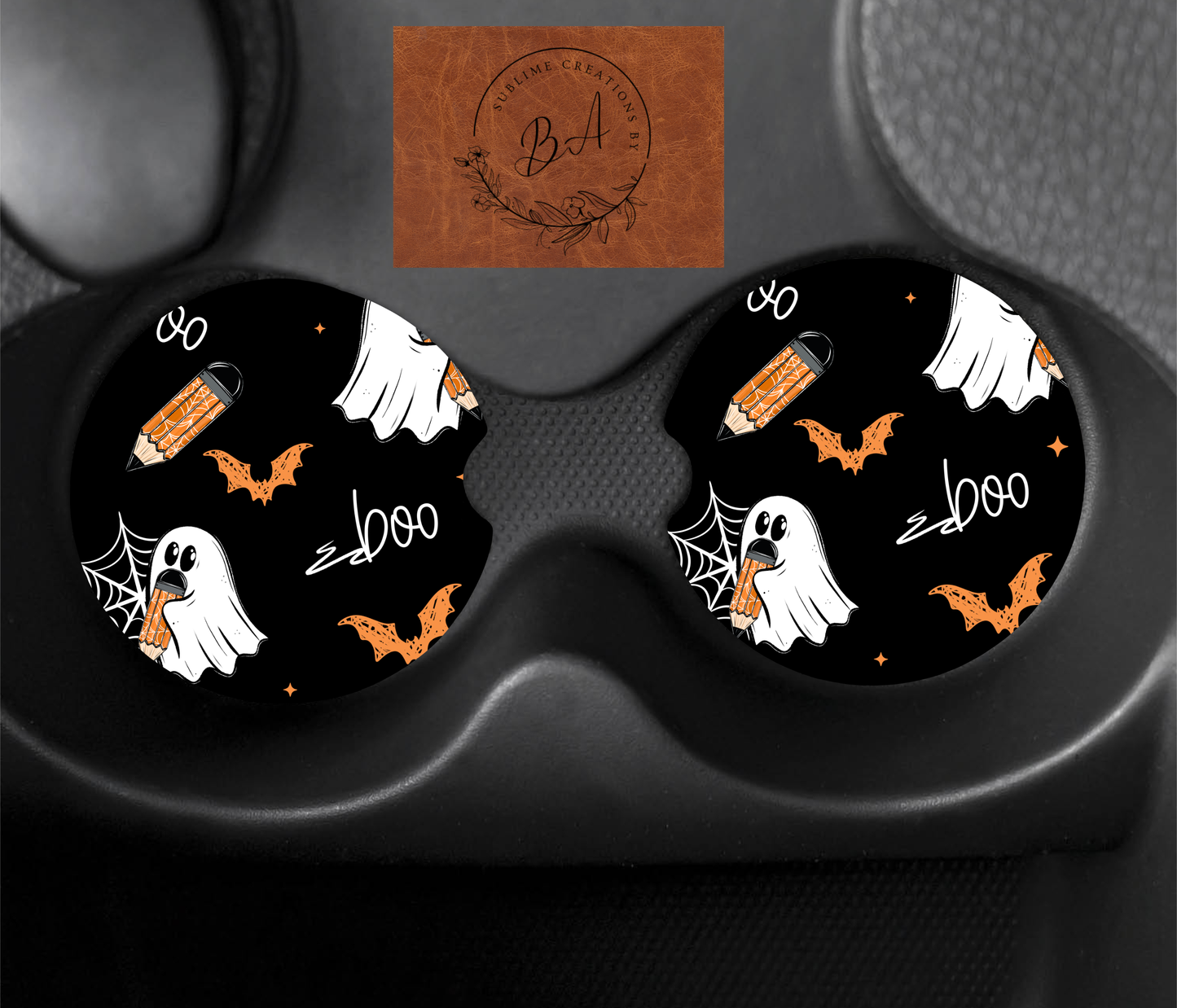 Boo Pencil Ghost Car Coaster Set