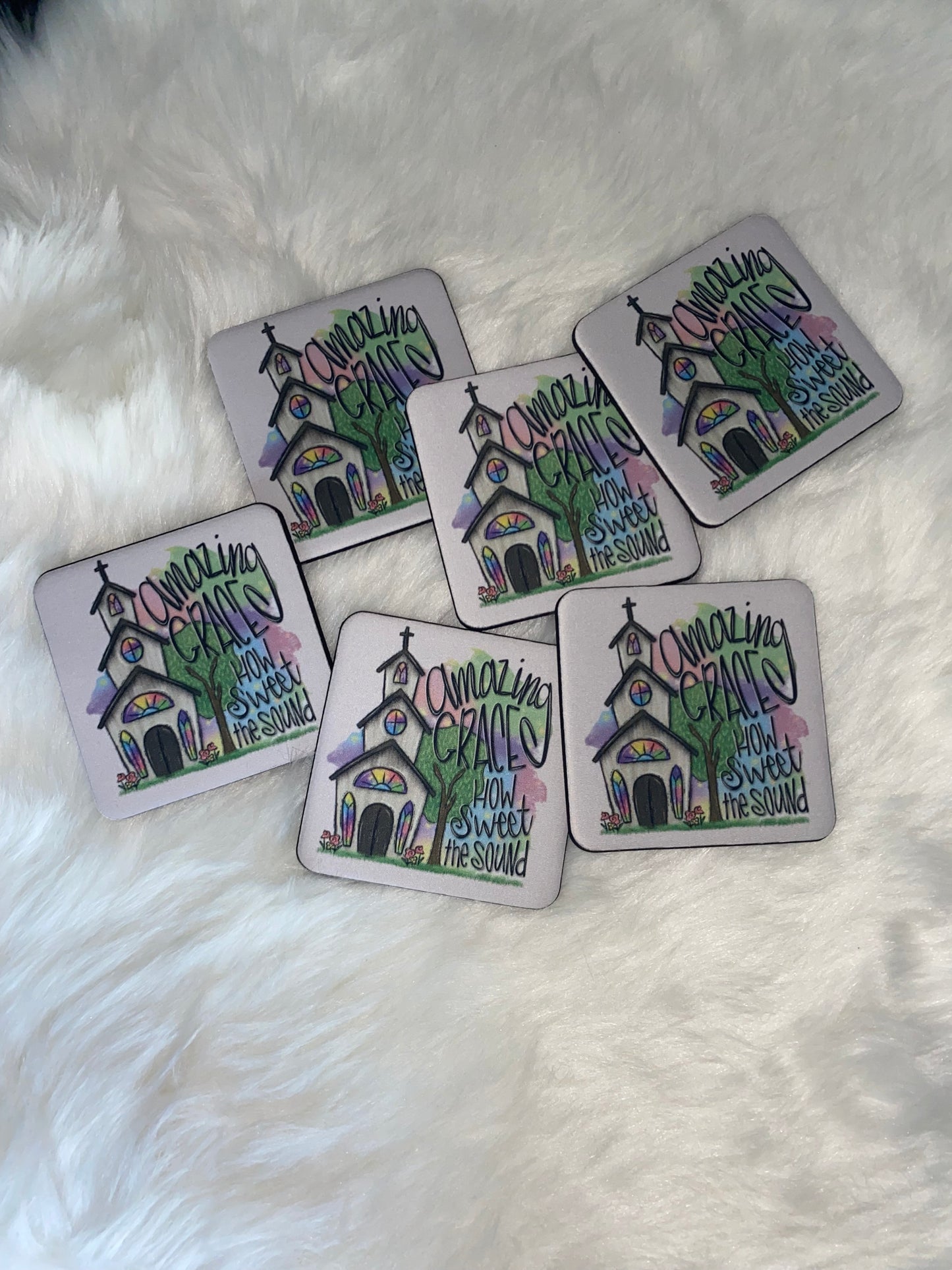 Amazing Grace How Sweet the Sound Desk Coaster