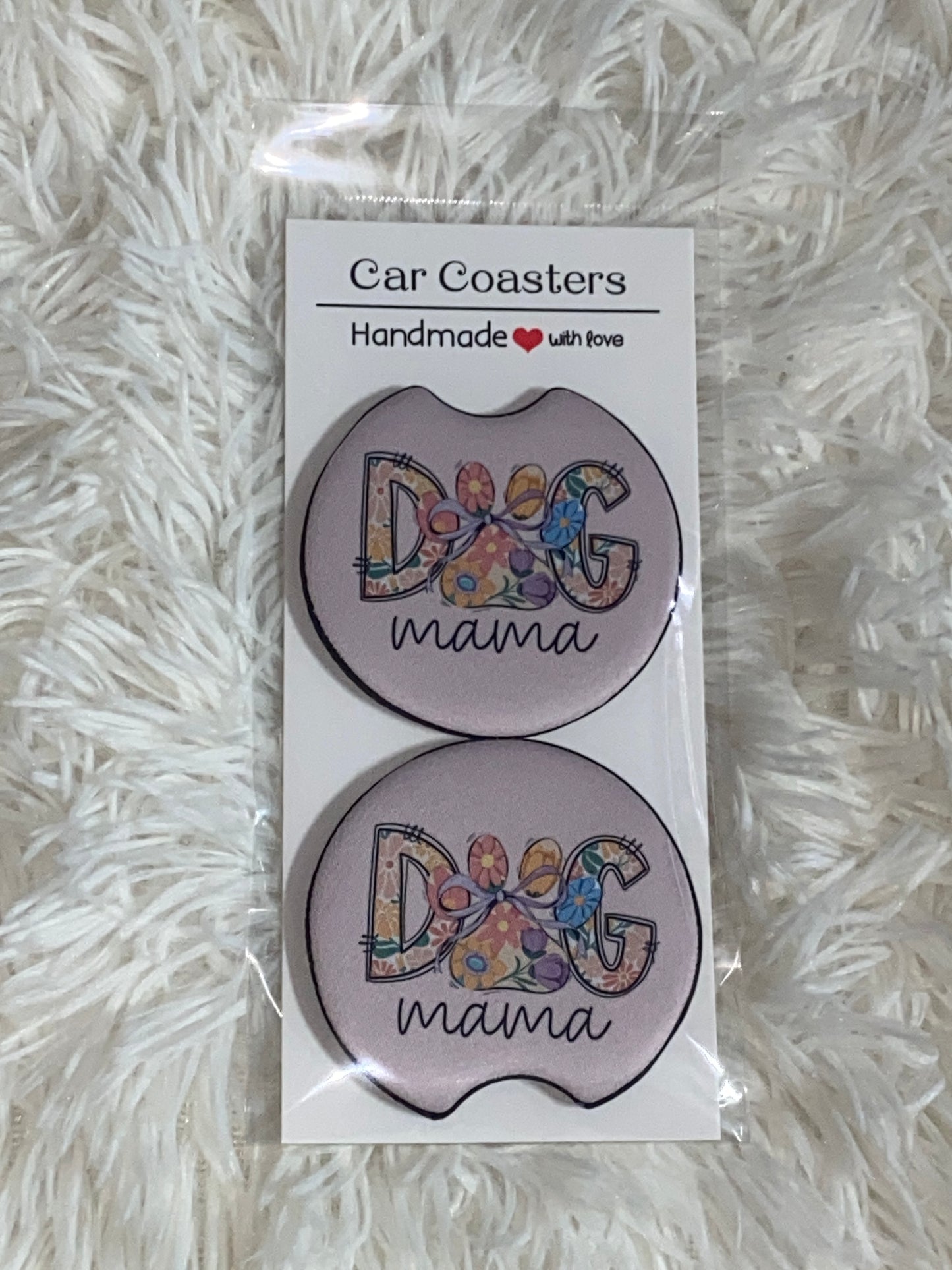 Dog Mama Print Car Coaster Set