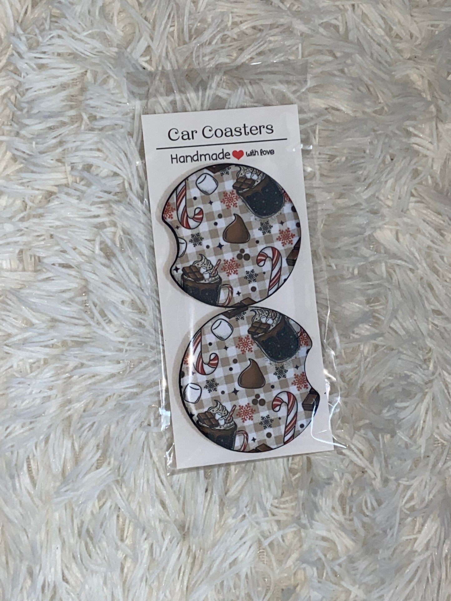 Hot Cocoa Weather Print Car Coaster Set