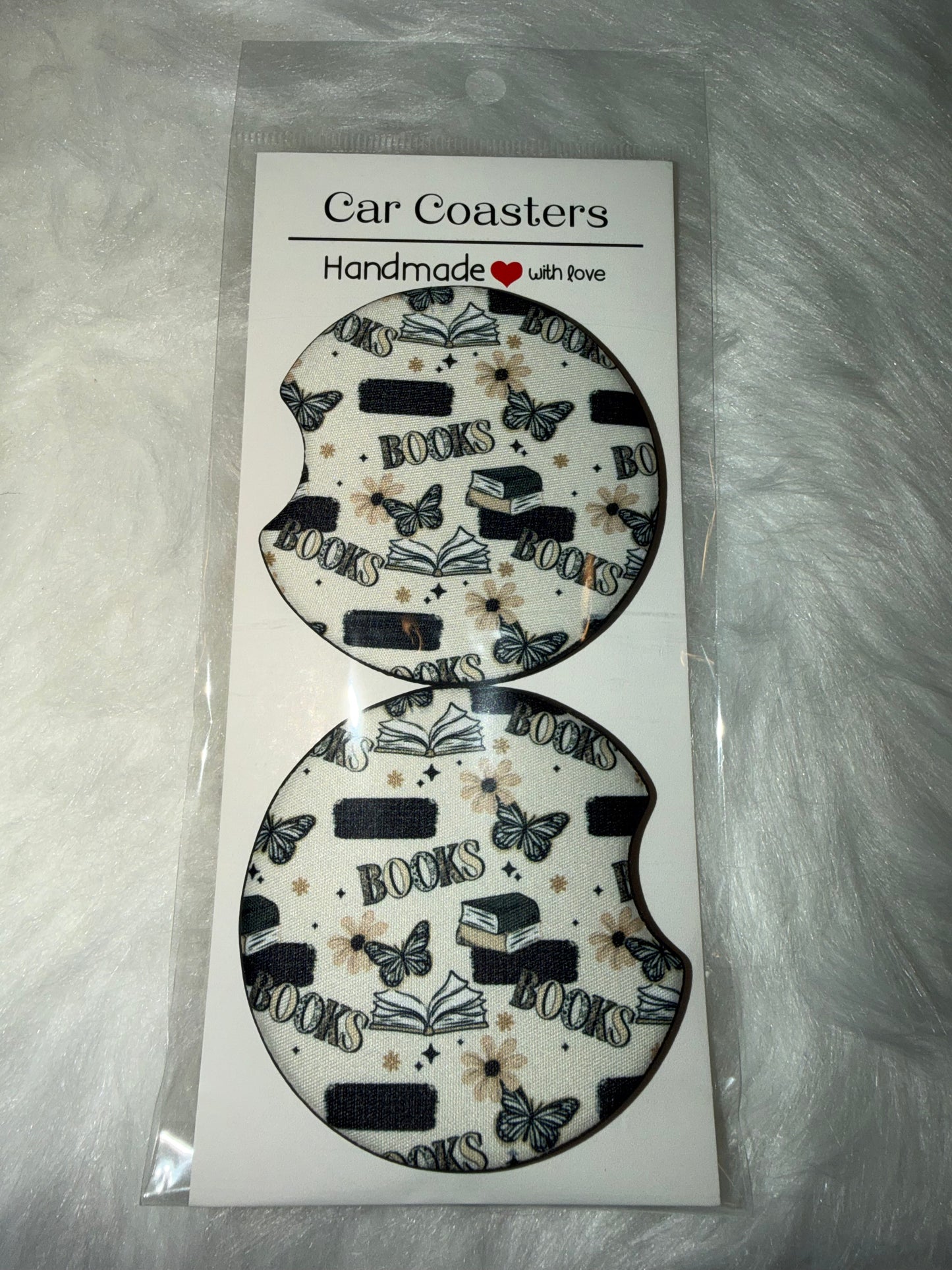 Butterfly Books Star Seamless Print Car Coaster Set