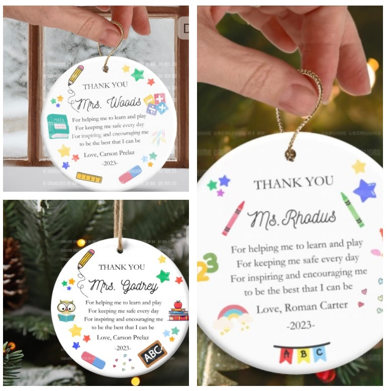 Custom Teacher Christmas Ornament