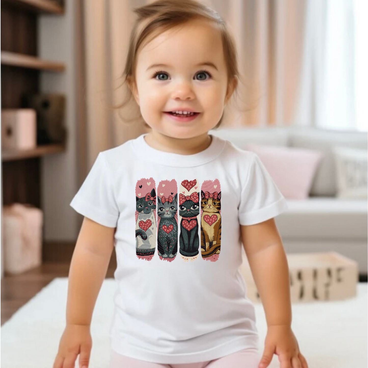 Valentine Cat Brushstroke DTF Print Only