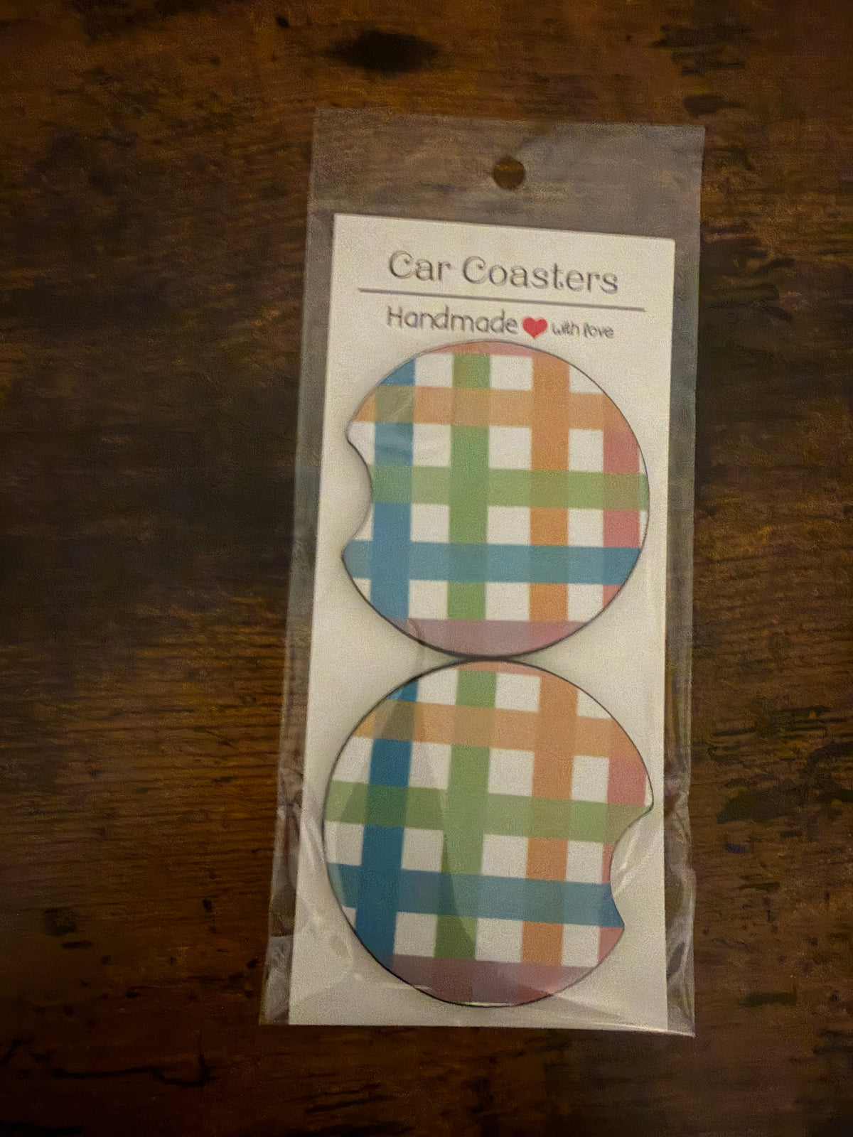 Colorful Plaid Car Coaster Set