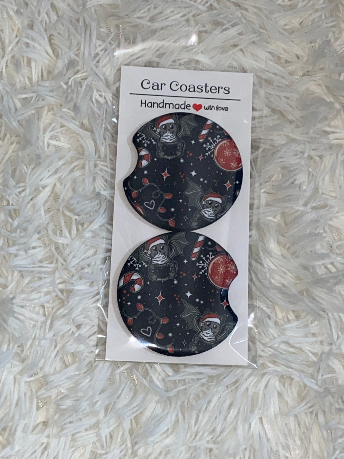 Santa Bat Print Car Coaster Set
