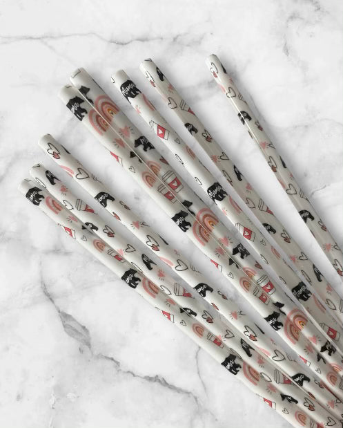 9 in Mama Bear Print Straw