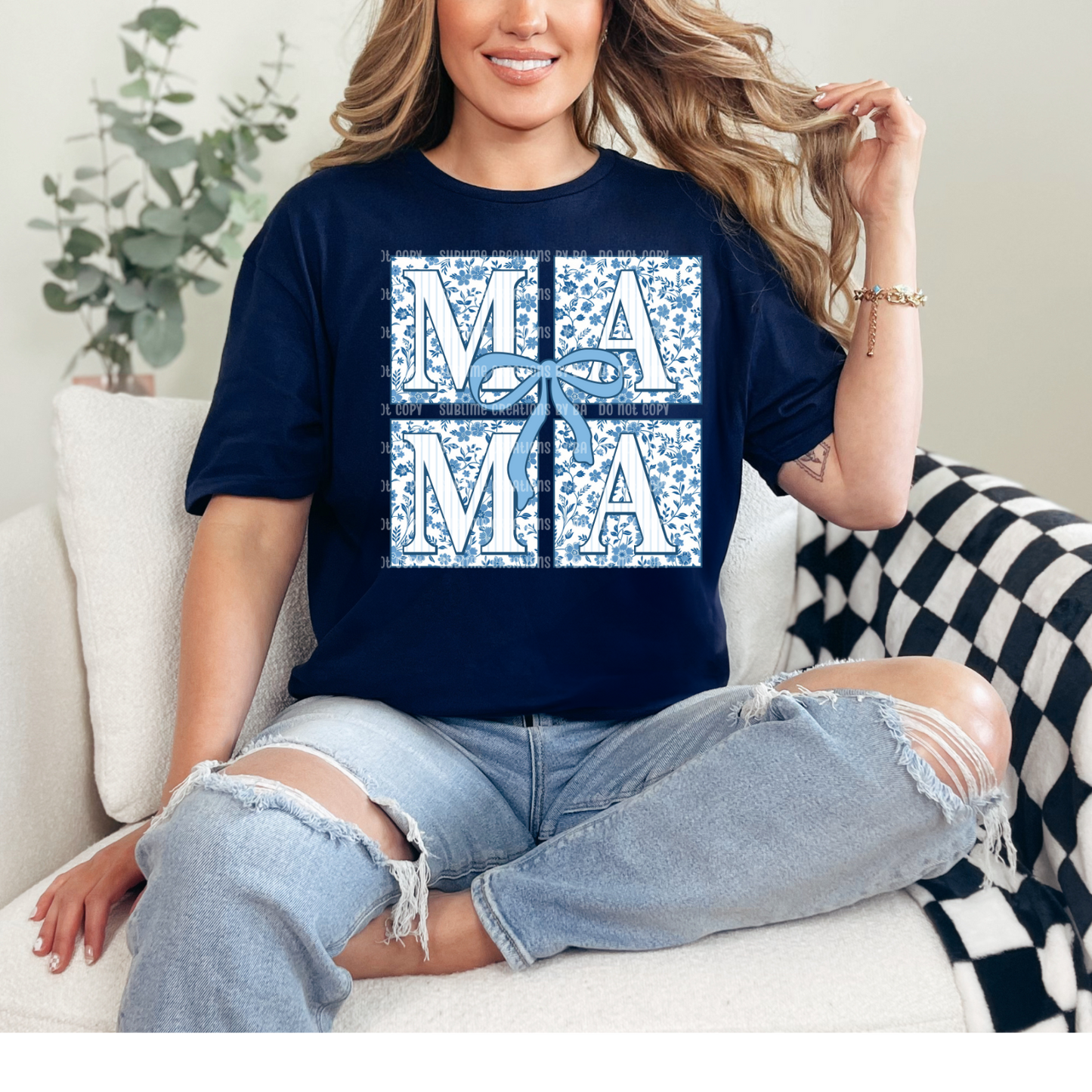 Blue Floral Chinoise Coquette Tee