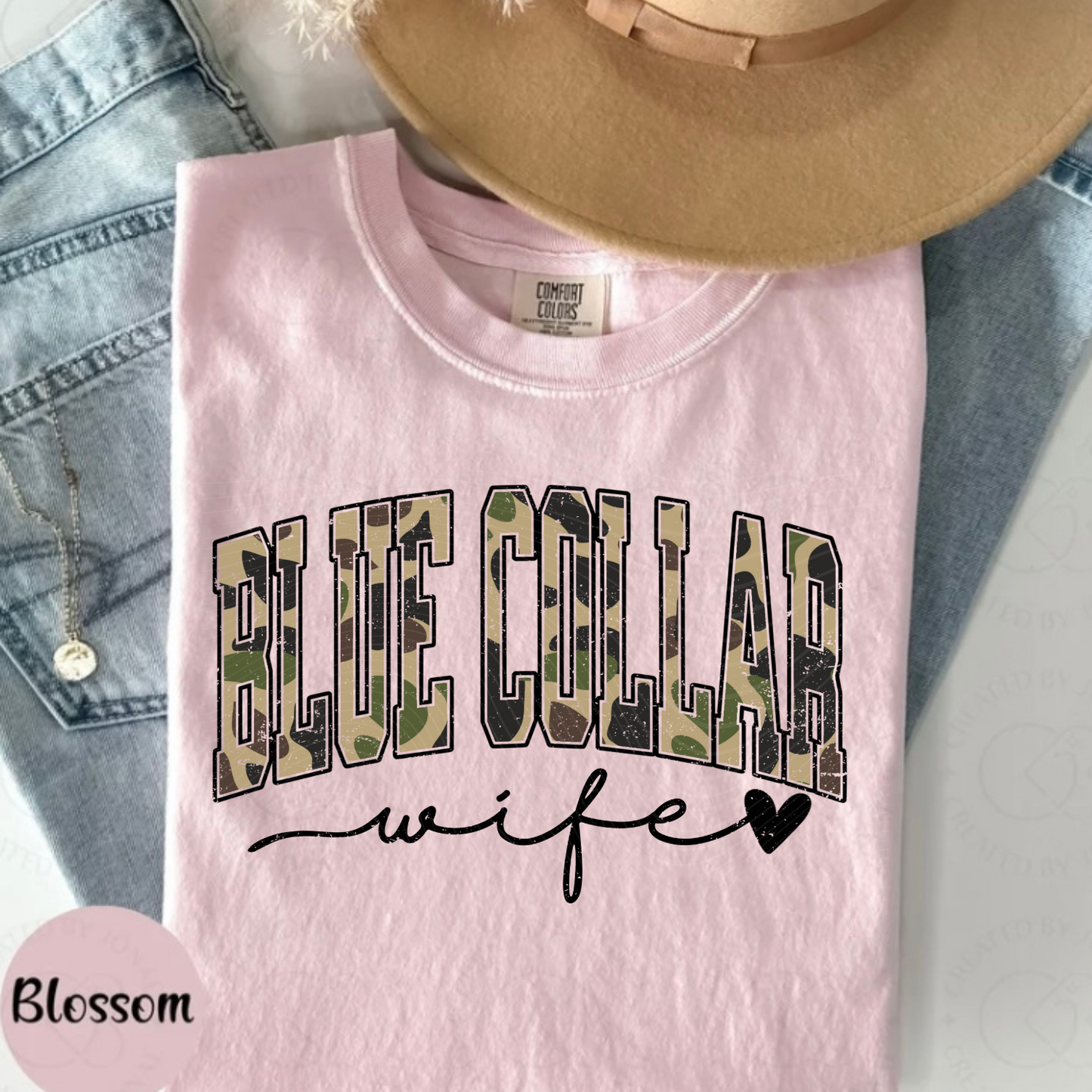 Blue Collar Wife Camo DTF Print