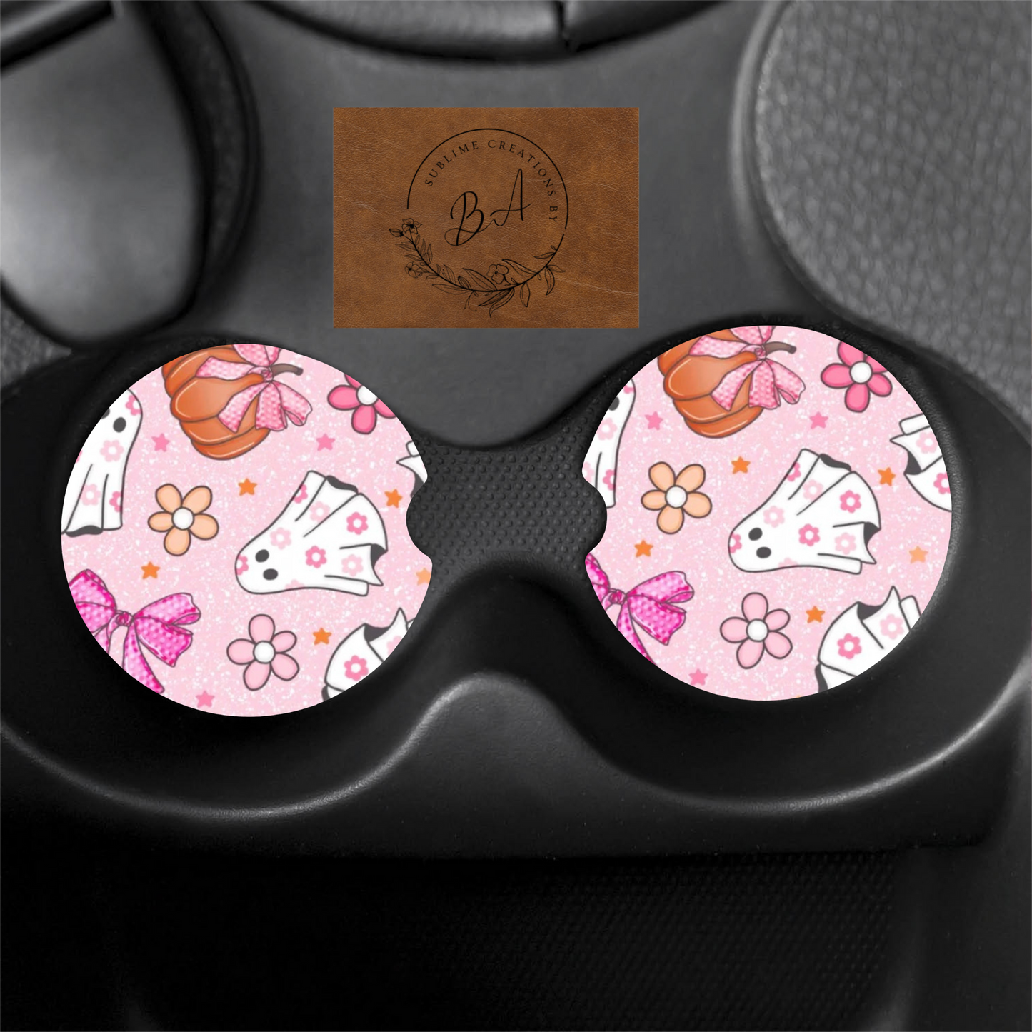 Floral Ghost Car Coaster Set