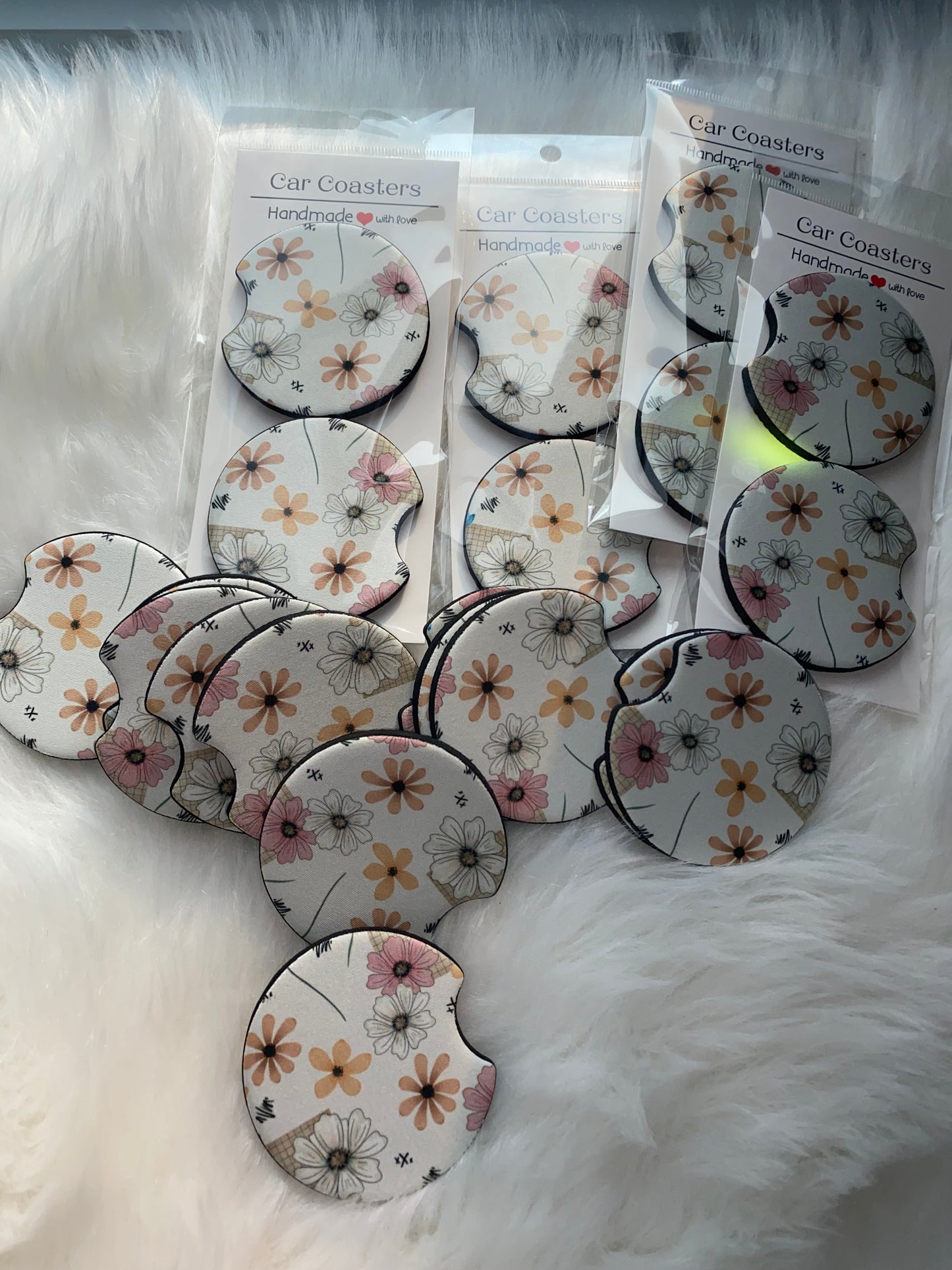 Flowers Seamless Car Coaster Set