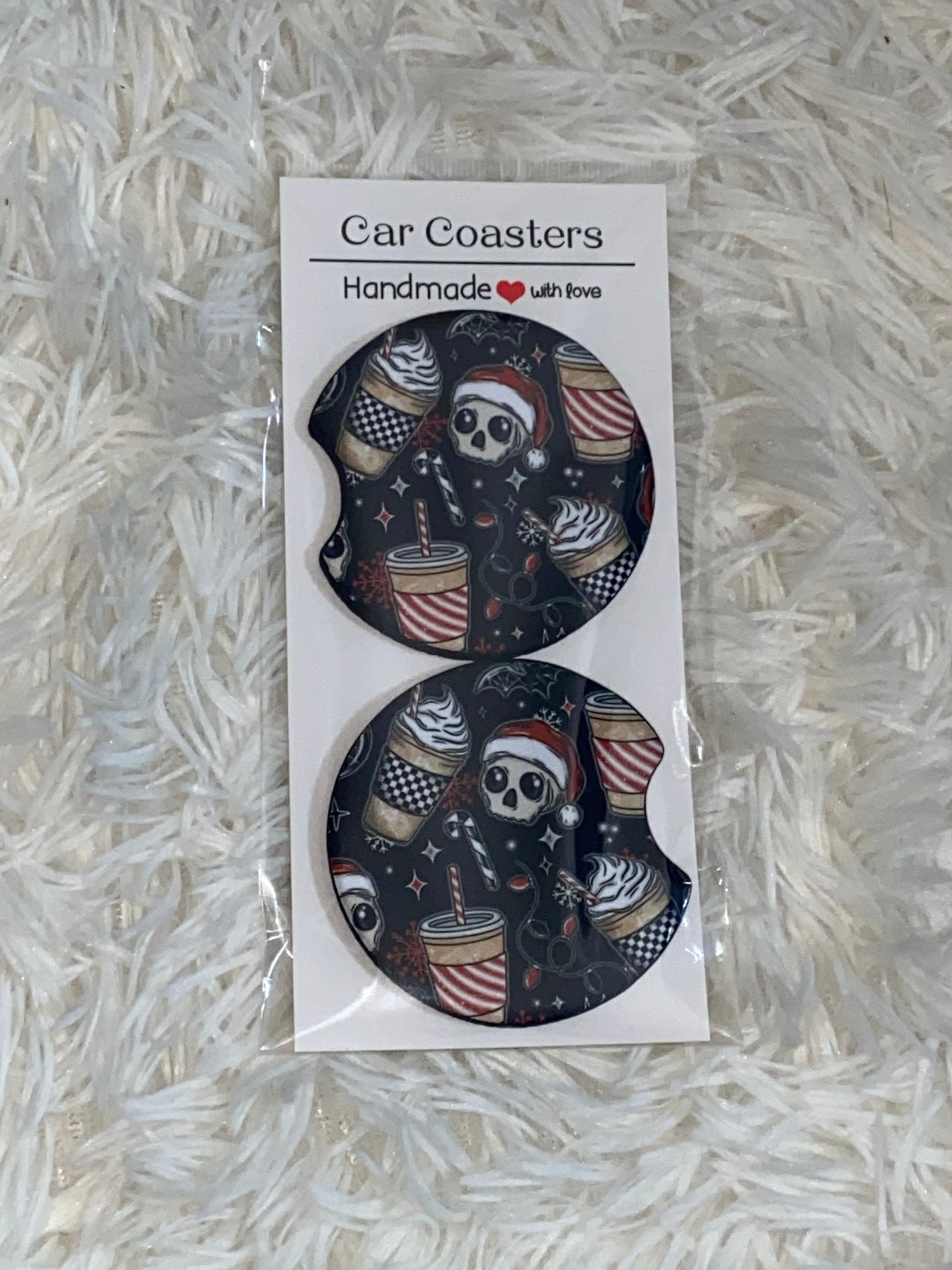 Spooky Christmas Coffee Print Car Coaster