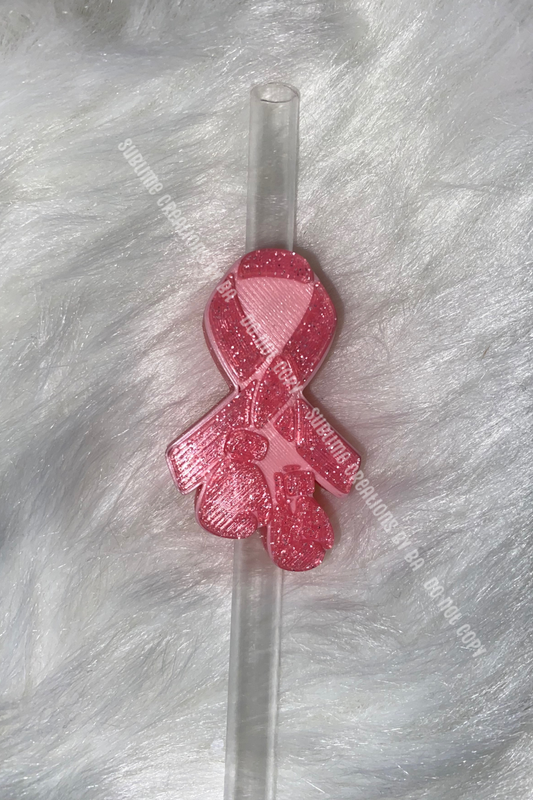 Breast Cancer 3D Straw Topper