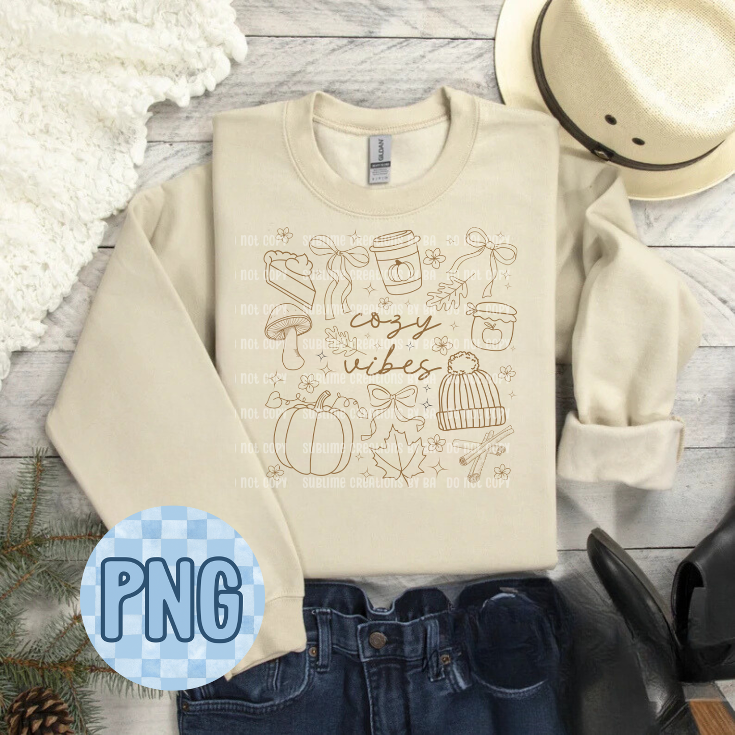 Cozy Vibes Autumn PNG Digital File ONLY