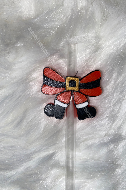 Santa Bow 3D Straw Topper