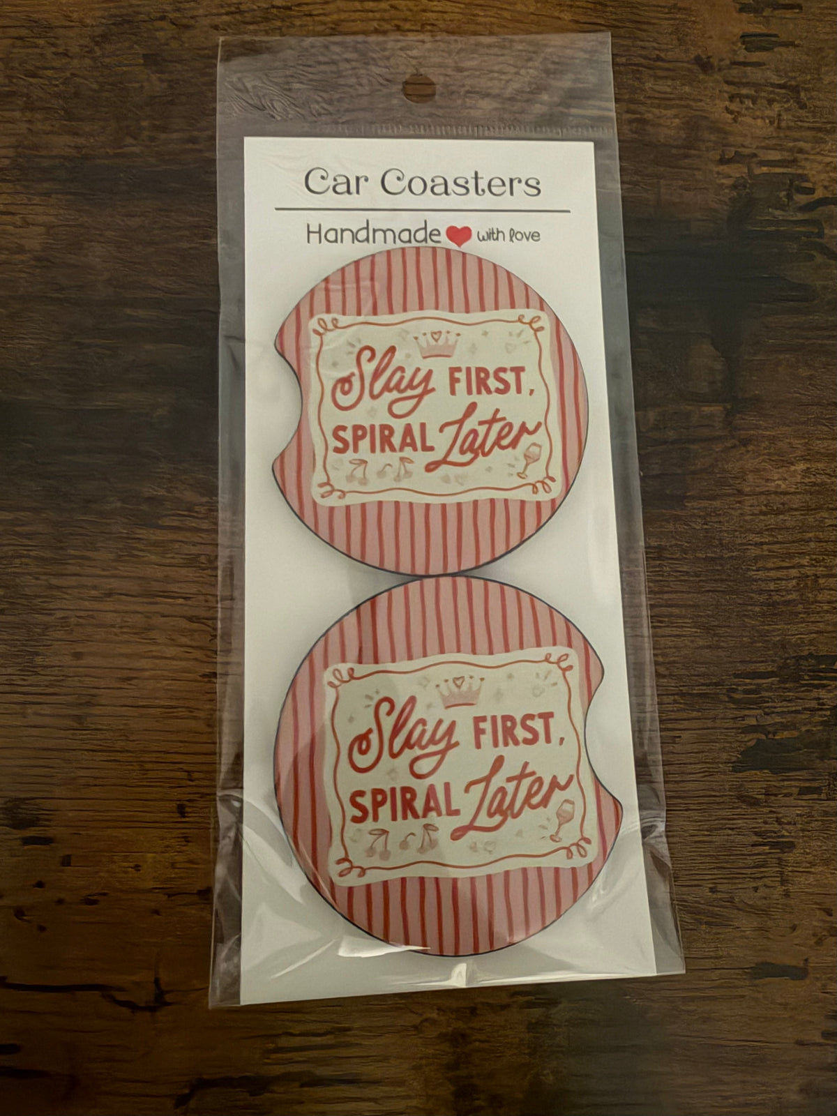 Slay First Spiral Later Seamless Car Coaster Set