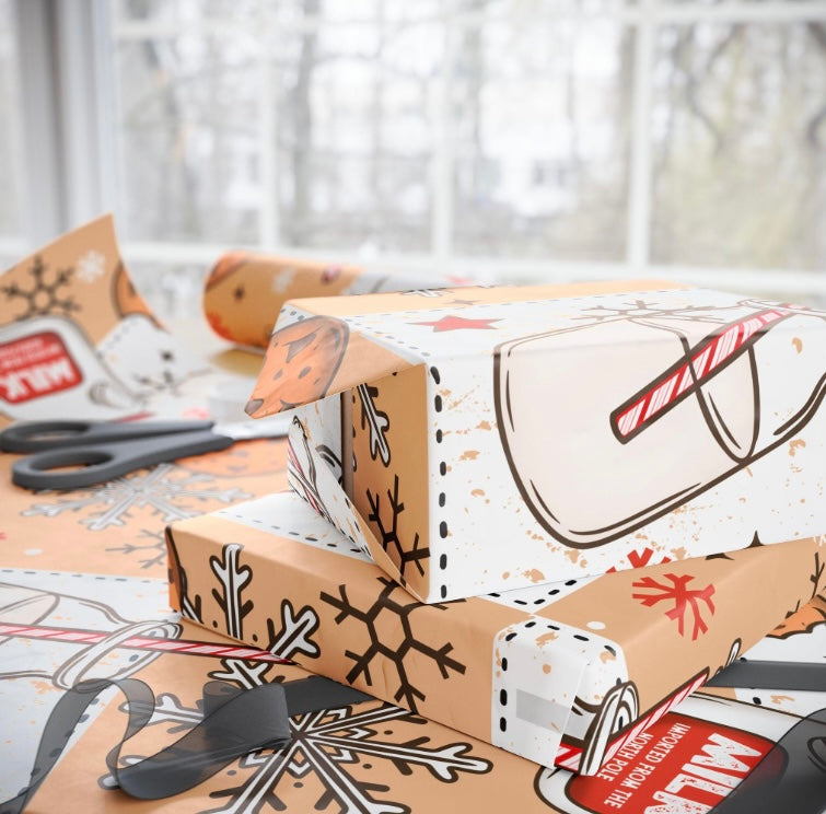 Festive Wrapping Paper- Milk and Cookies