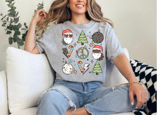 Santa Christmas Grid Tee