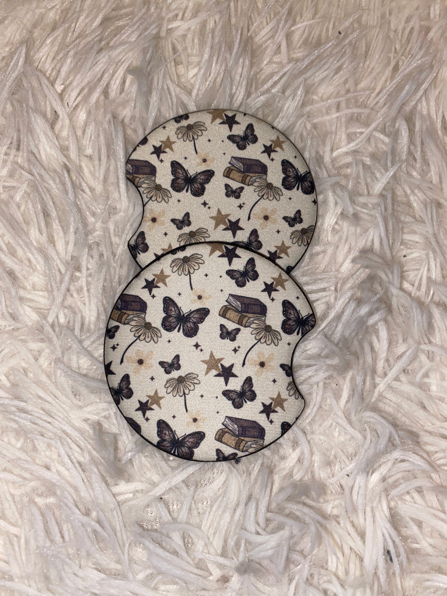 Get Lost in the Pages Print Car Coaster Set