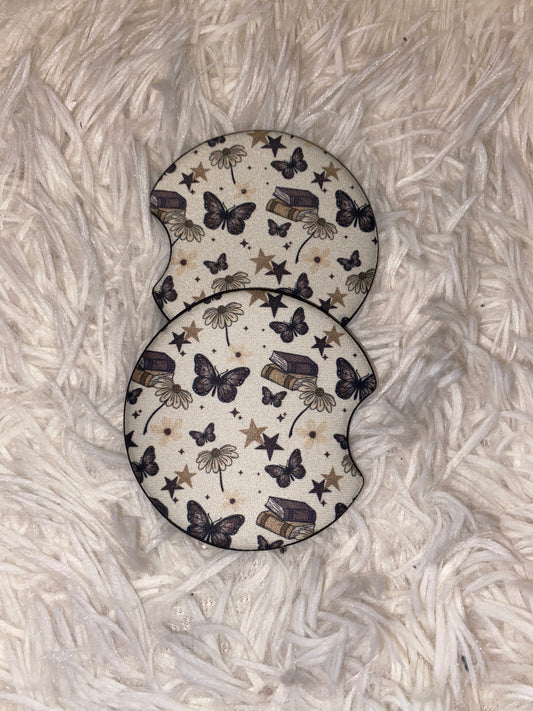 Get Lost in the Pages Print Car Coaster Set